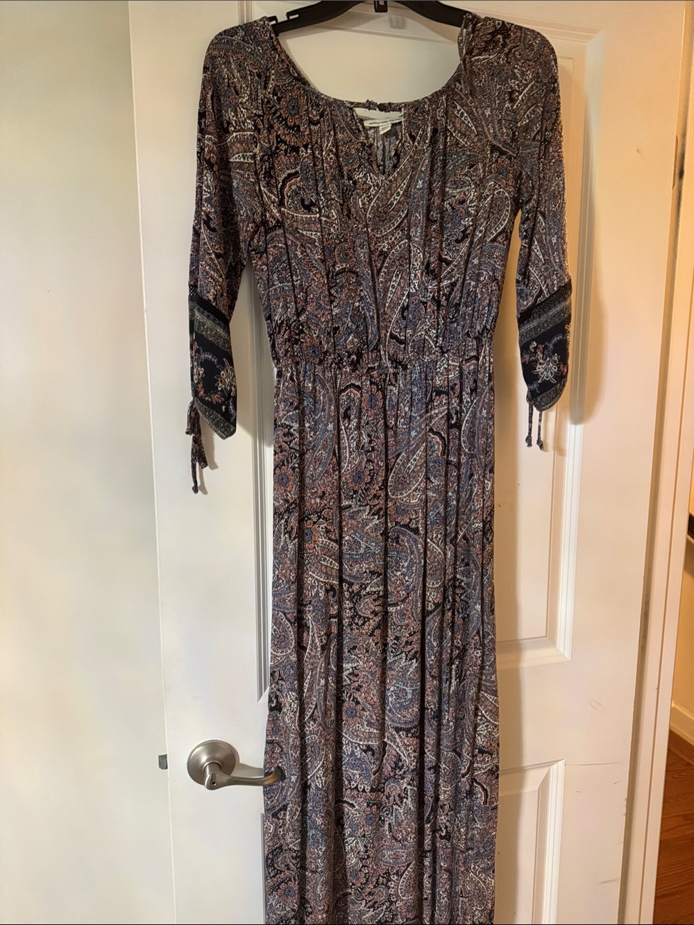 American Eagle Outfitters Brown and Blue Paisley Maxi Dress